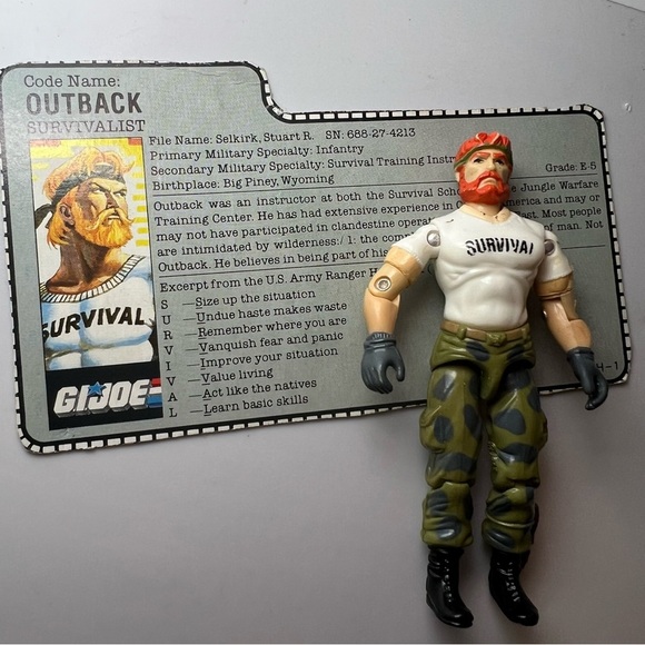 GI JOE Outback 3.75" action figure vintage HASBRO 1987 With File Card - Picture 1 of 3